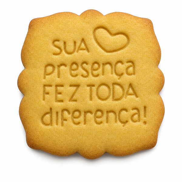 Cortador e Marcador para Biscoito, Pasta Americana, Bolacha, Massa | Frases | Sua Presença Fez Toda Diferença