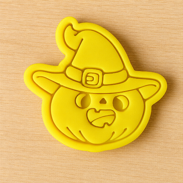 Cortador e Marcador para Biscoito, Pasta Americana, Bolacha, Massa | Halloween | Abóbora com Chapéu