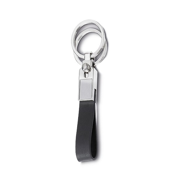 Chaveiro Metal Couro Sintético com 2 Argolas - Mínimo 50 unidades