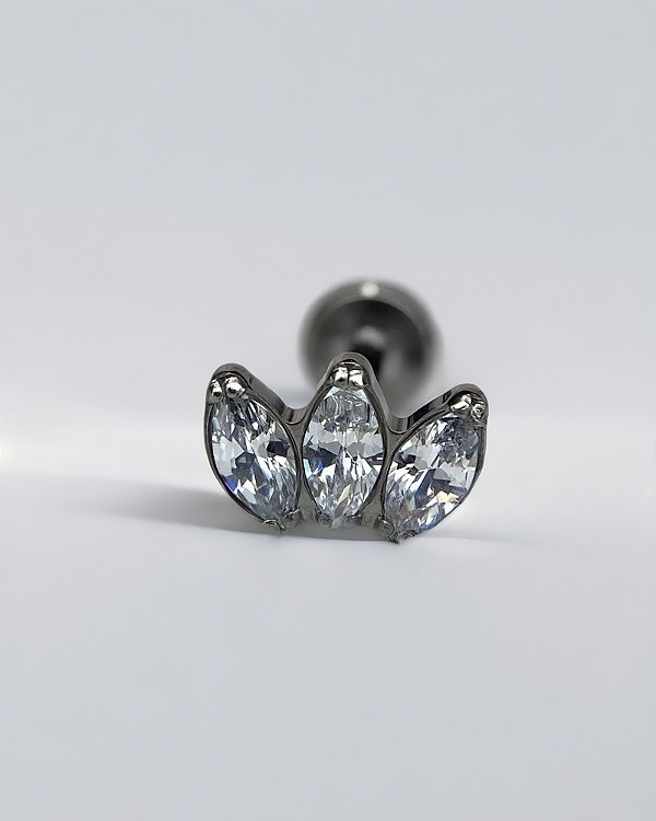 Piercing Labret Navete Zircônias Cúbicas Luminae - Titânio