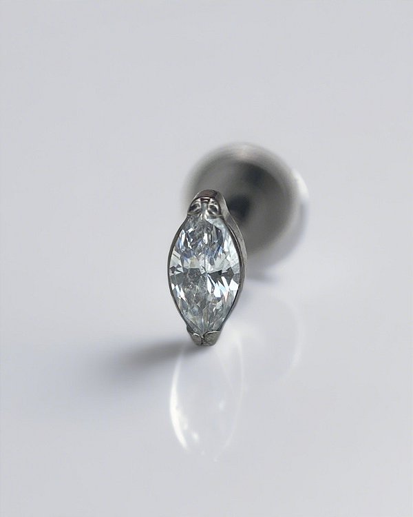 Piercing Labret Navelete Zircônia  Central - Titânio