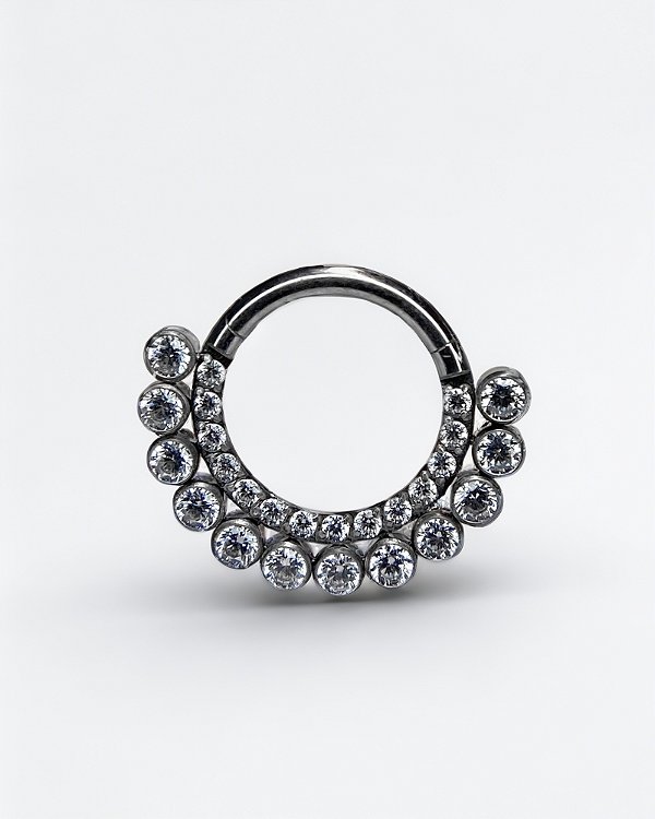 Piercing Argola Cravejada Luxury - Titânio
