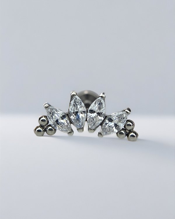 Piercing Cluster  Ornamentado com Zircônias Cúbicas Gleam - Titânio
