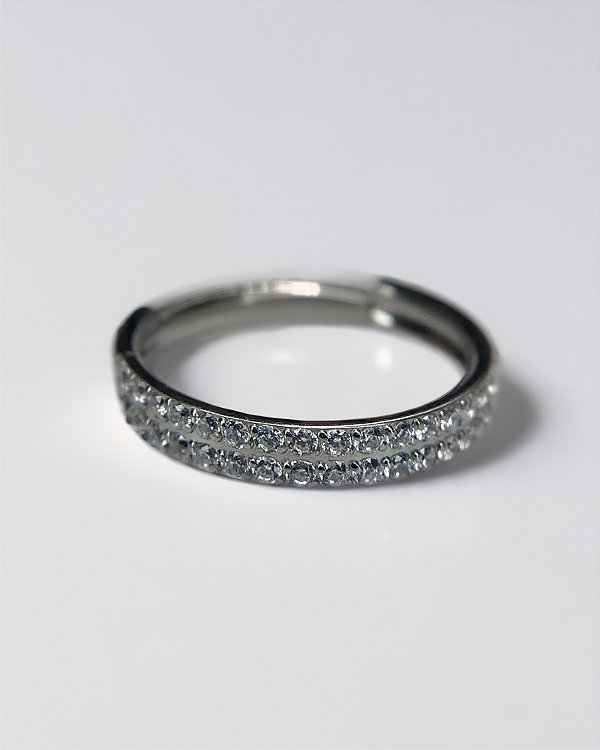 Piercing Argola Dupla Fileira com Zircônias Cravejadas - Titânio