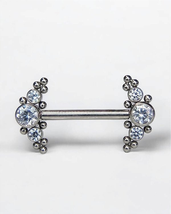 Piercing Barbell Ornamentado com Zircônias Raya - Titânio