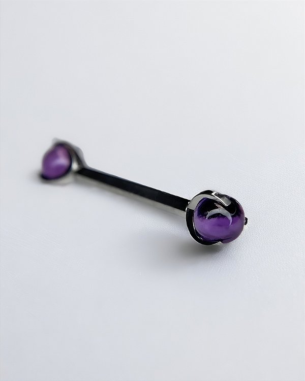 Piercing Mamilo Barbell Ametista - Titânio