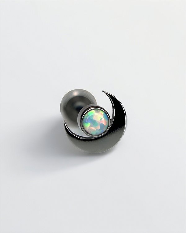 Piercing Labret Lua com Opala Branca - Titânio