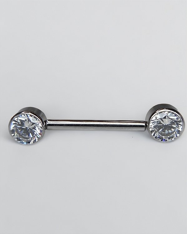 Piercing Mamilo Barbell Reto com ZIrcônia Circular - Titânio
