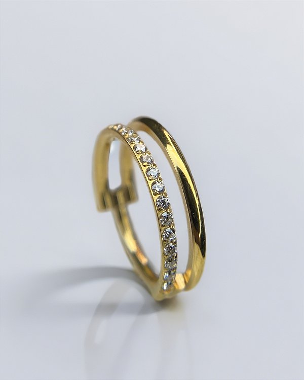 Piercing Argola Cravejada Dupla Lys  Dourado Pvd