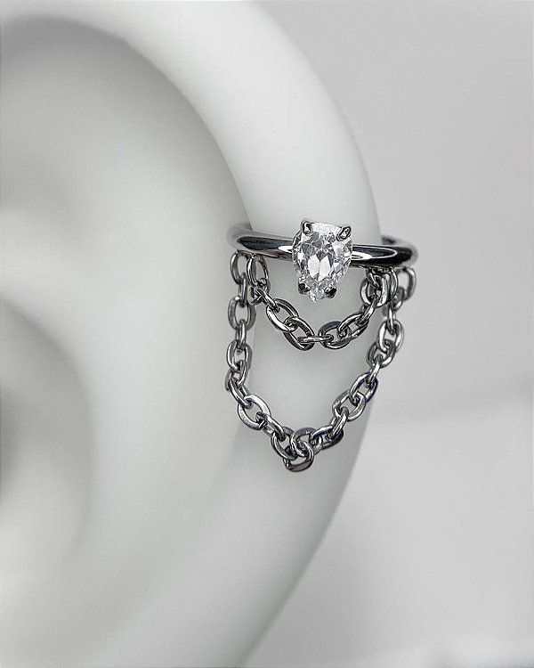 Piercing Argola Ornamentada com Zircônia - Titânio