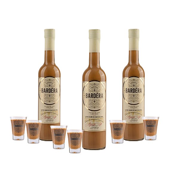 Kit 1: Dia das Mães ( 3 garrafa de Bardêra Doce de leite 500ml + 6 copos shots Bardêra )