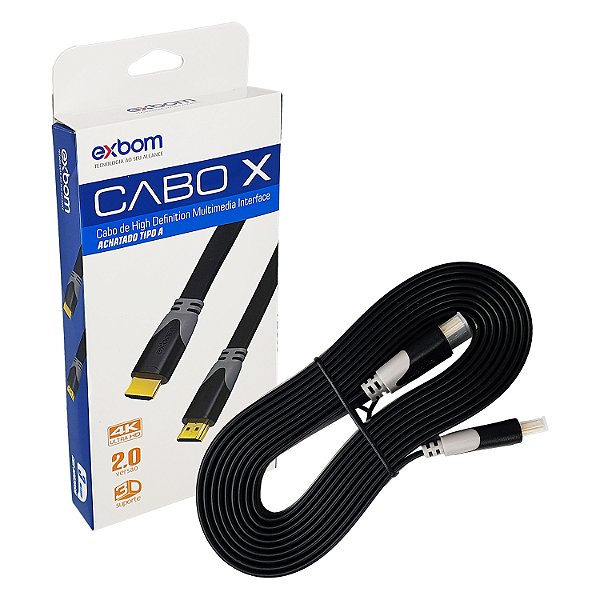 Cabo HDMI 3 Metros 4k Ultra HD 60Hz ou FULL HD 120Hz Banhado a Ouro