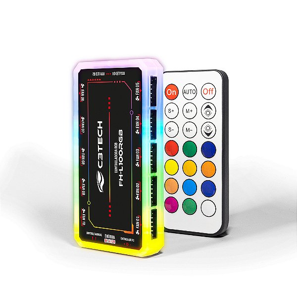 Controladora HUB FH-L100RGB P/ Até 10 FANs ARGB 6 Pinos C/ Controle Remoto