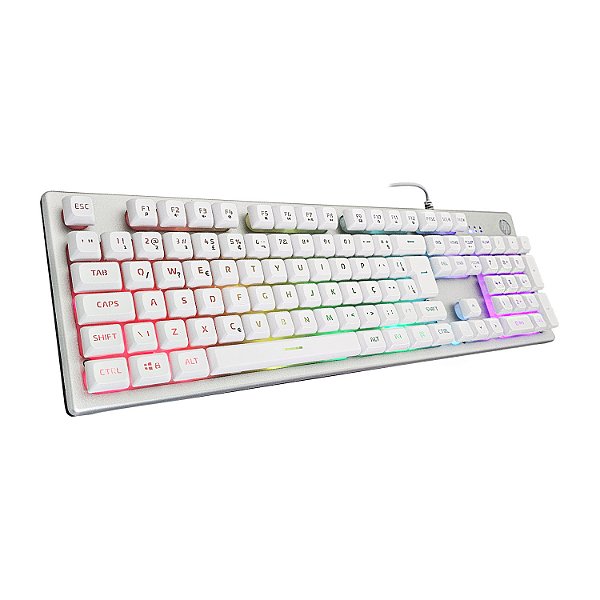Teclado Gamer LED RGB ABNT2 USB K500F Branco