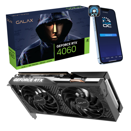 Placa de Vídeo RTX 4060 8gb, 128 bit 1-Click OC, Dual FAN, G-SYNC, DLSS, Ray Tracing - Galax