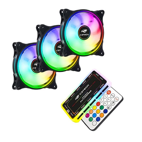 Kit 3 Coolers FANs RGB L250 C/ Controle Remoto FH-L100