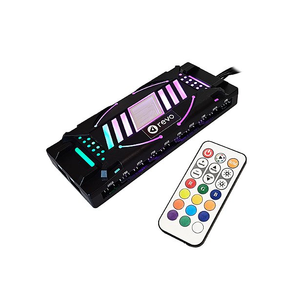 Controladora HUB Aurora Até 10 FANs ARGB 3 + 4 Pinos C/ Controle Remoto