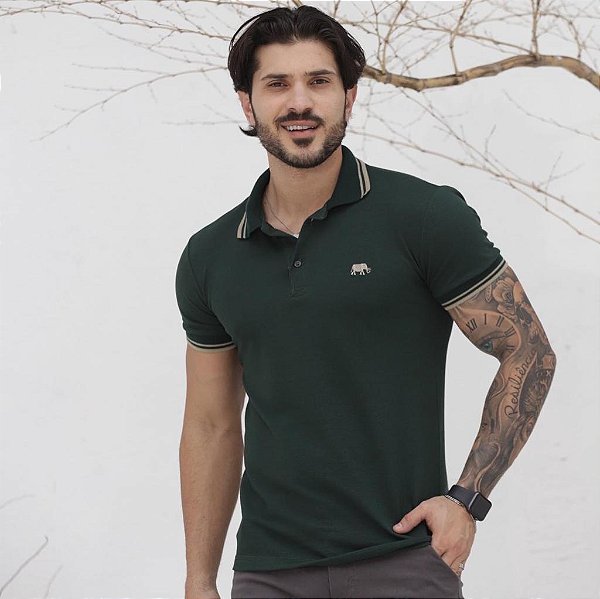 Polo Detalhe Gola Verde GS