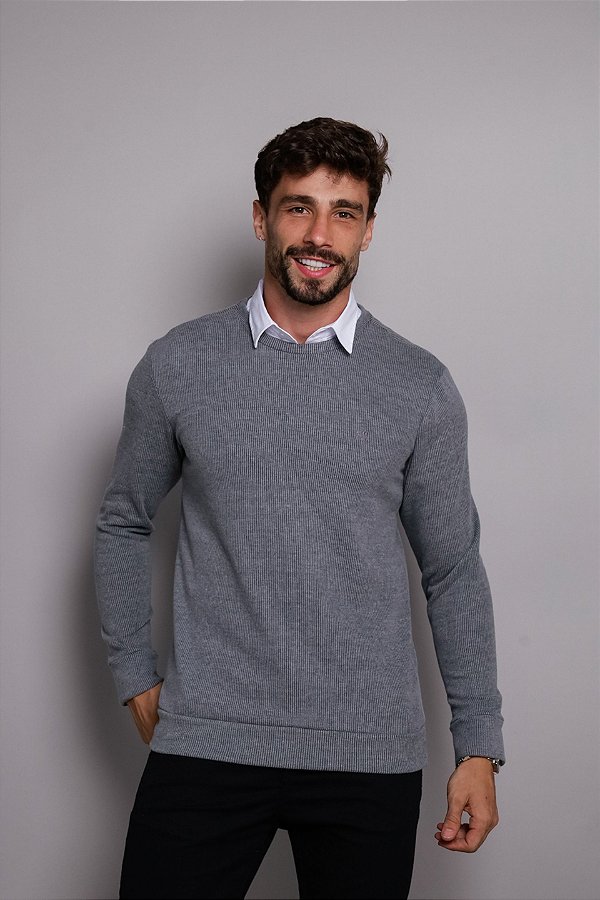 Suéter Aveludado Cinza