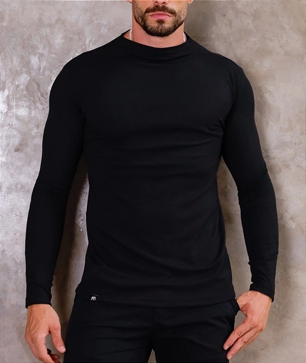Blusa Gola Canelada Preta