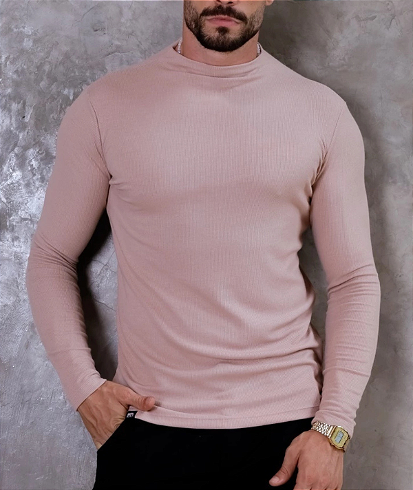 Blusa Gola Canelada Bege