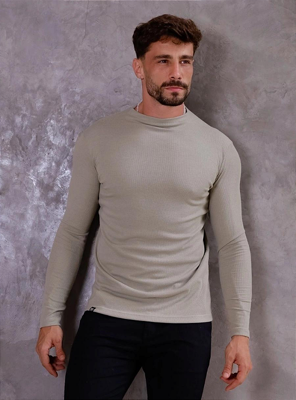Blusa Gola Canelada Verde Água