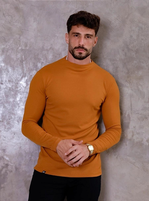 Blusa Gola Canelada Mostarda