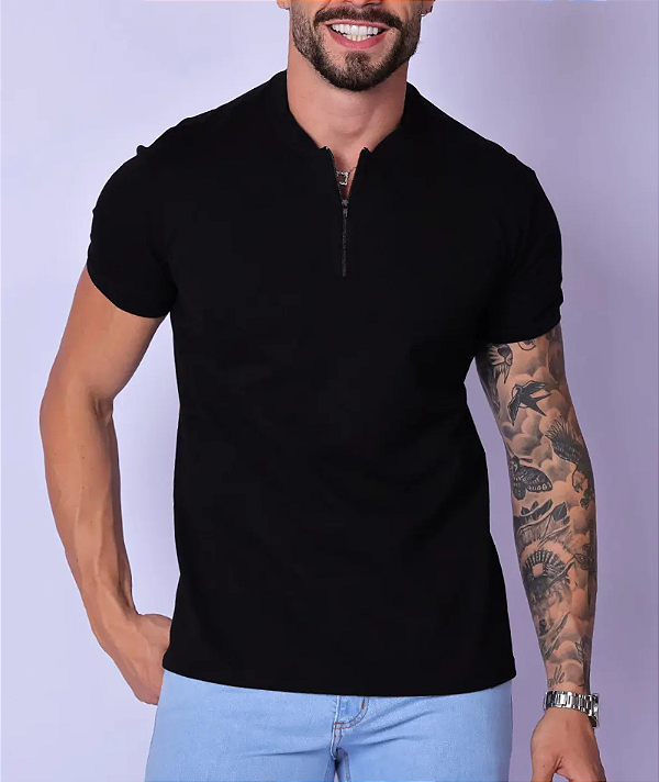 Polo Enzo Ziper Preta