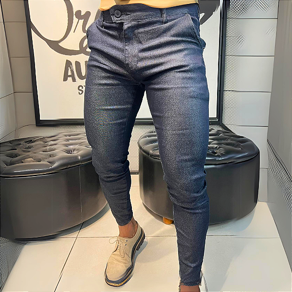 Calça Alfaiataria Cós Italiano Azul Mescla