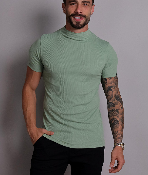 Camiseta Verde Agua Gola Media Fiji