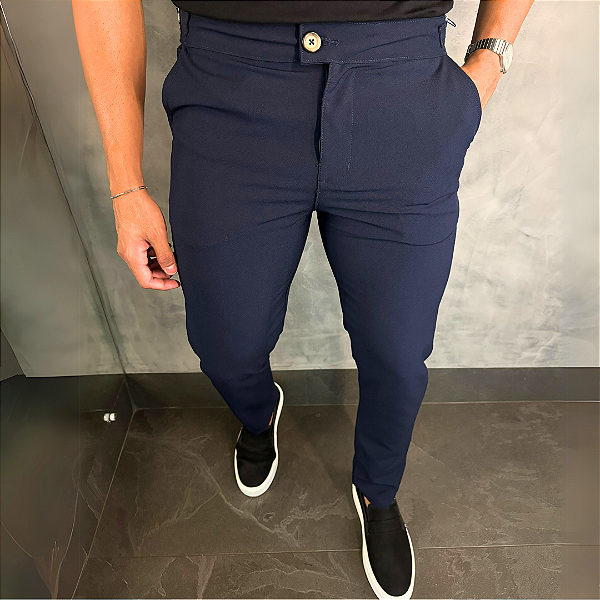 Calça Alfaiataria Roma com regulagem lateral – Azul Marinho