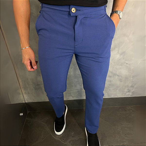 Calça Alfaiataria Roma com regulagem lateral – Azul