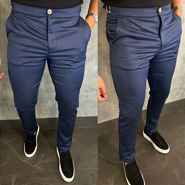 Calça Alfaiataria Buzios com regulagem lateral – Azul Marinho