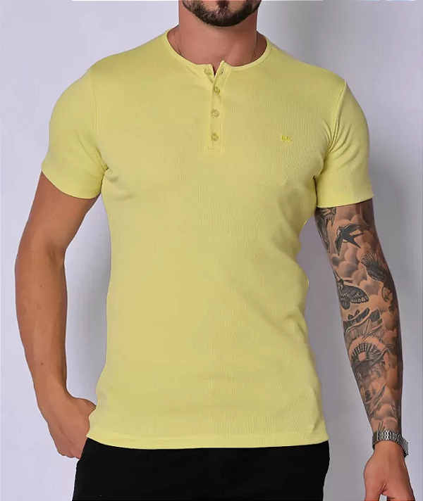 Camiseta Henley Amarela
