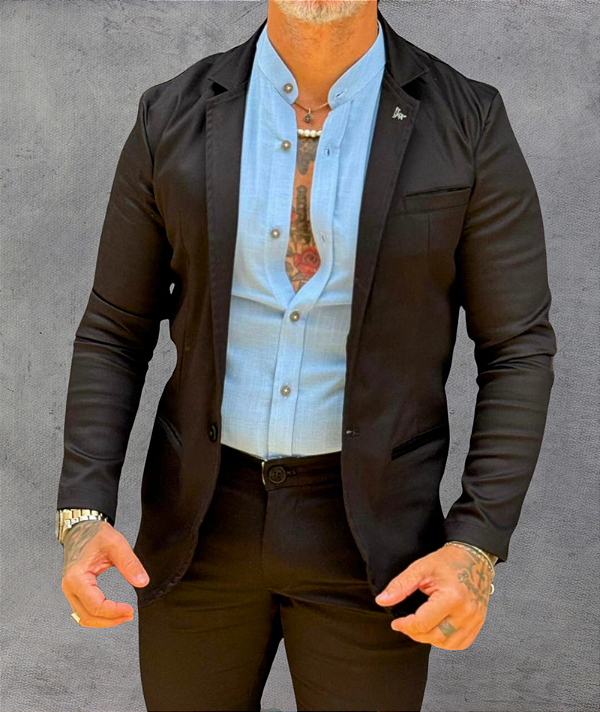 Blazer Premium Elastano Slim Fit Esport Fino Preto