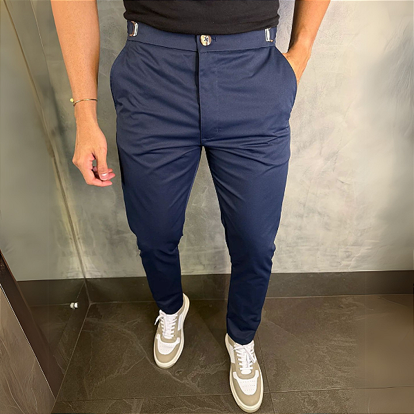 Calça Alfaiataria Mônaco com regulagem lateral – Azul