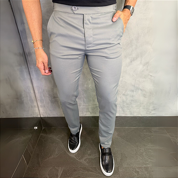 Calça Alfaiataria Buzios com regulagem lateral – Cinza