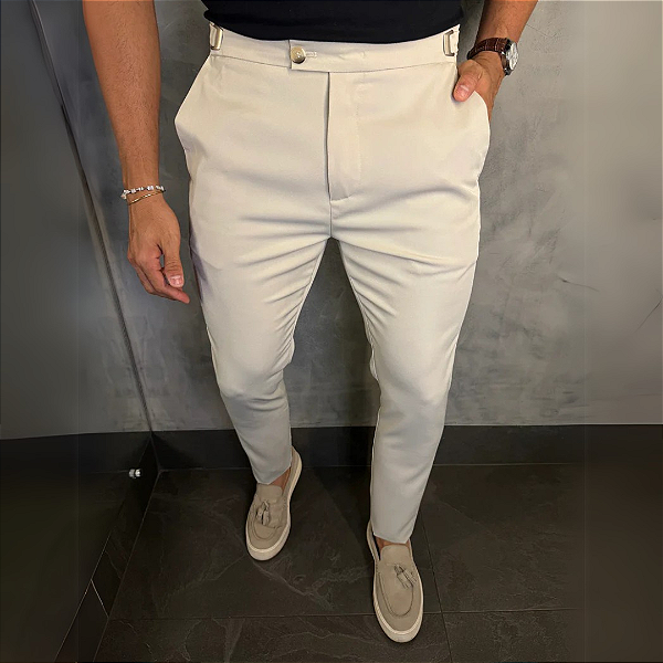 Calça Alfaiataria Viena com regulagem lateral – Areia