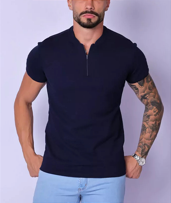 Polo Enzo Ziper Azul Marinho