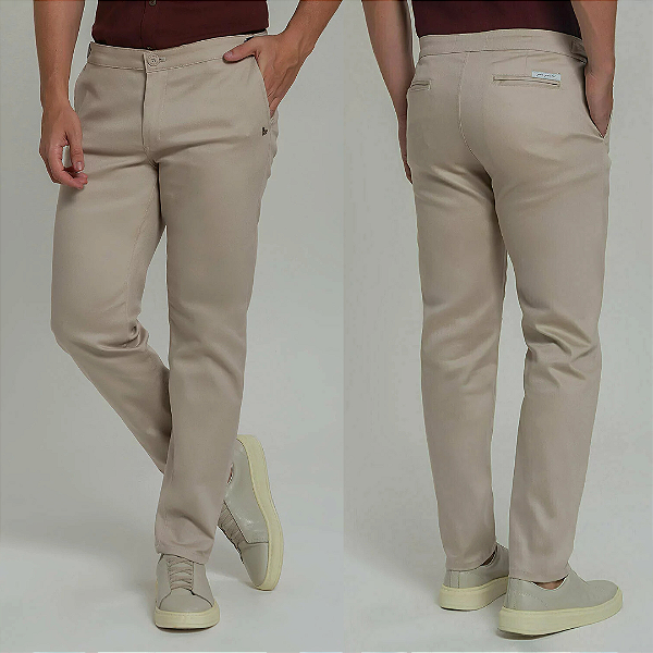 Calça alfaiataria Relax com Ajuste Lateral Bege