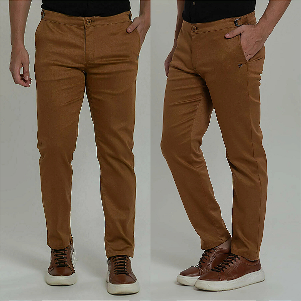 Calça alfaiataria Relax com Ajuste Lateral Caramelo