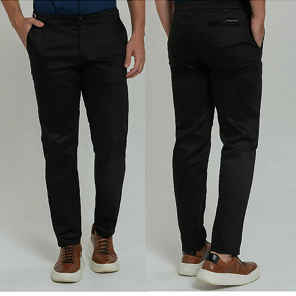 Calça alfaiataria Relax com Ajuste Lateral Preto