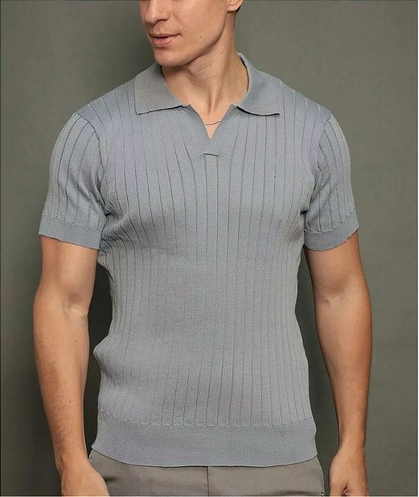 Polo Tricot Slim Cinza