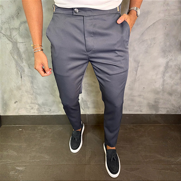 Calça Alfaiataria Viena com regulagem lateral – Chumbo