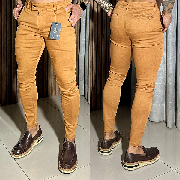 Calça Alfaiataria Cós Italiano Caramelo