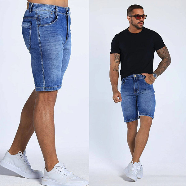Bermuda Jeans Azul Médio Básica