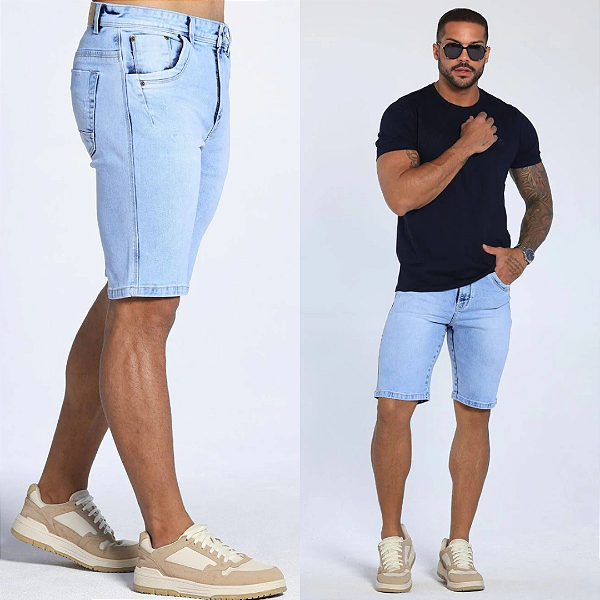 Bermuda Jeans Básica Sky Clean