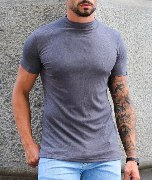 Camiseta Cinza Gola Media Fiji