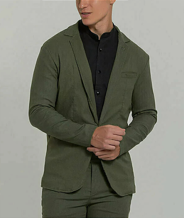 Blazer Masculino Linho Verde Escuro