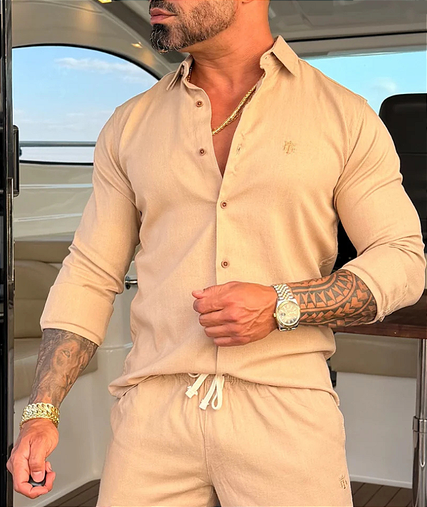 Camisa De Linho Premium Bege